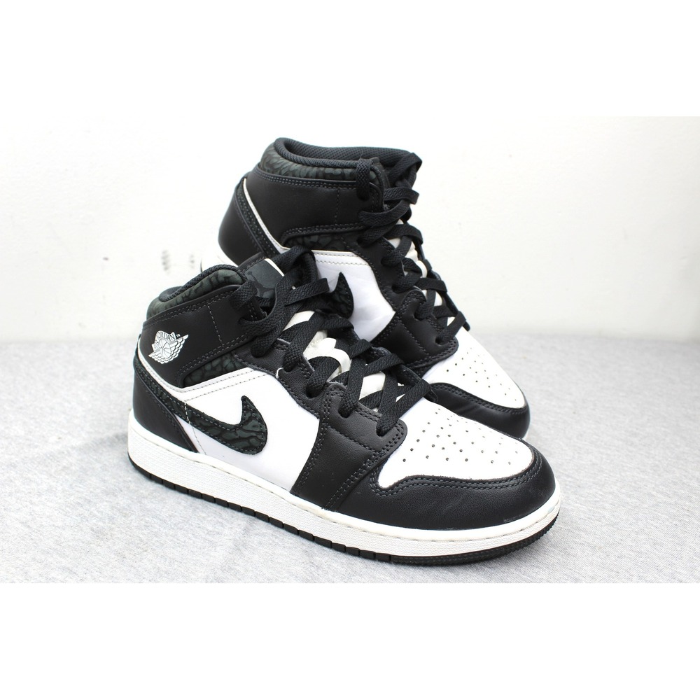 Jordan 1 Mid SE Kids 6Y Black White Elephant Print FB9909-001 Sneakers